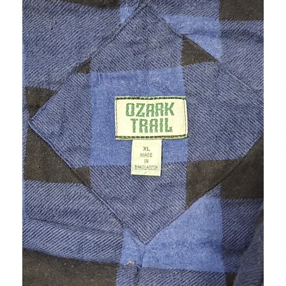 VTG Ozark Trail Flannel Padded Vest Men's XL Blue Buffalo Plaid Full Zip Pockets - Picture 6 of 10